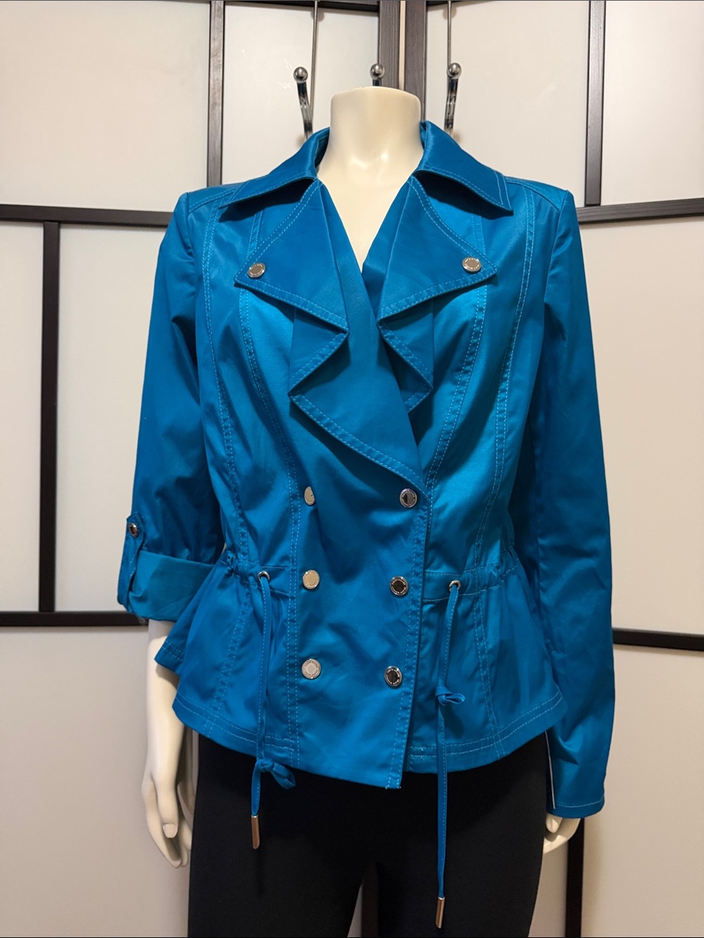 White House Black Market Drape Front Moto Double-Breasted Jacket Size 6 CAN$190